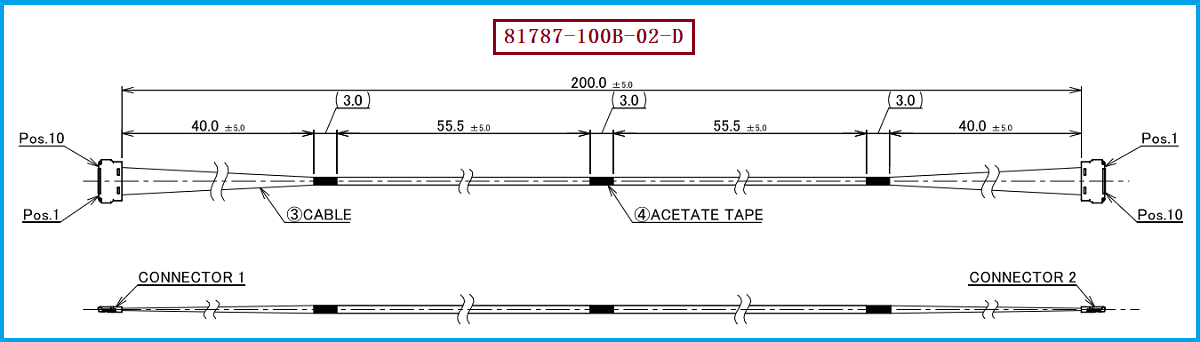 I-PEX 81787-100B-02-D极细同轴线束