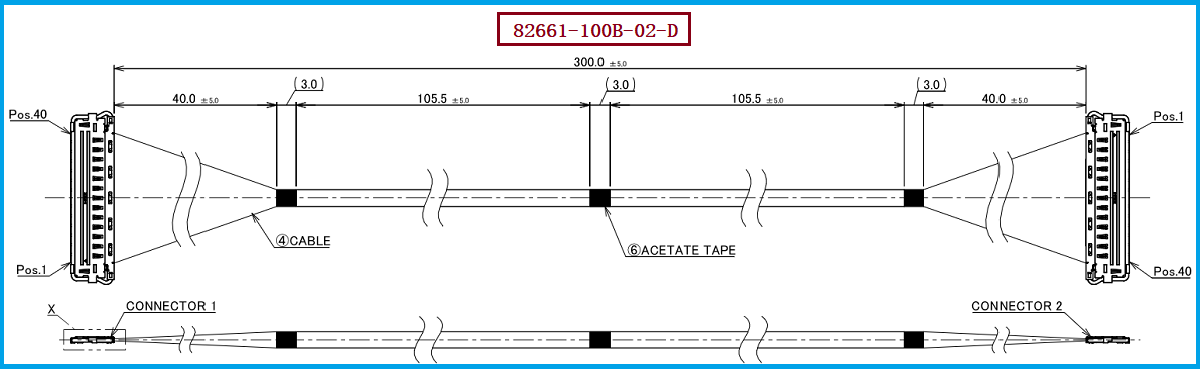 I-PEX 82661-100B-02-D极细同轴线束