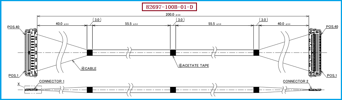 I-PEX 82697-100B-01-D极细同轴线束