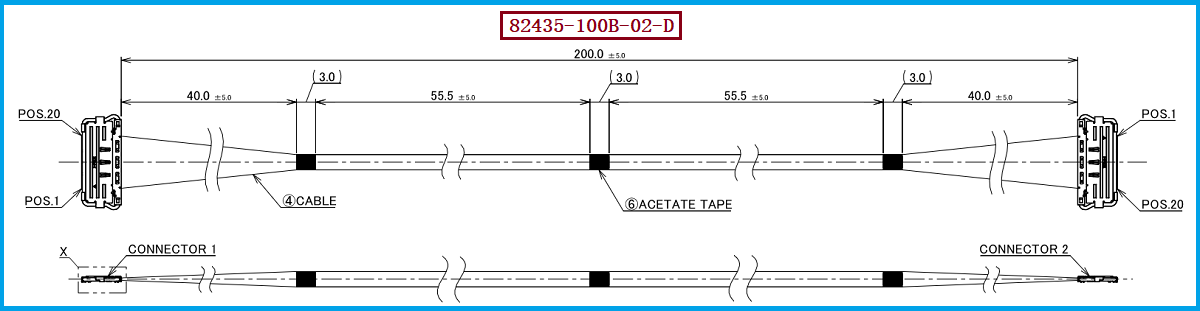 I-PEX 82435-100B-02-D极细同轴线束