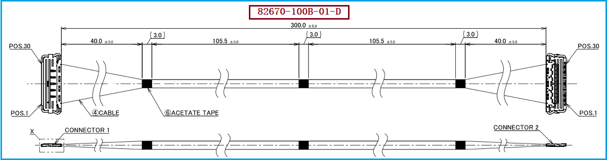 I-PEX 82670-100B-01-D极细同轴线束