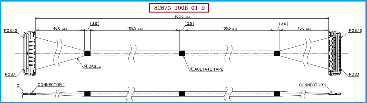 I-PEX 82673-100B-01-D极细同轴线束