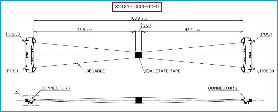 I-PEX 82187-100B-02-D极细同轴线束