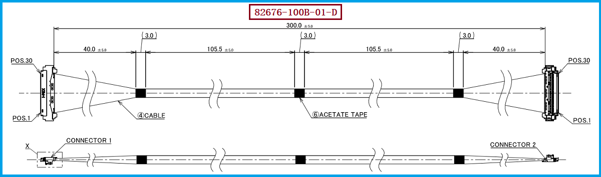 I-PEX 82676-100B-01-D极细同轴线束