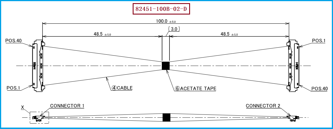 I-PEX 82451-100B-02-D极细同轴线束