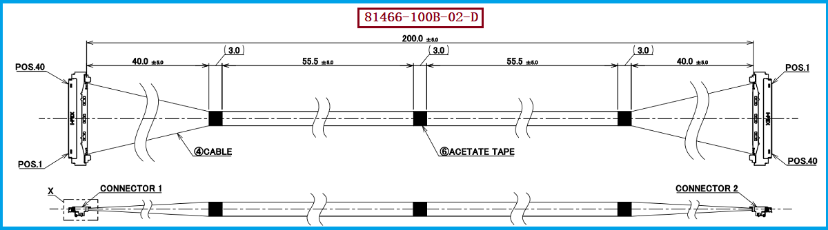 I-PEX 81466-100B-02-D极细同轴线束