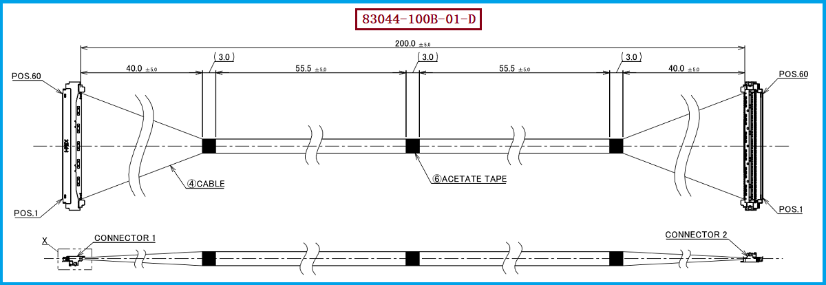 I-PEX 83044-100B-01-D极细同轴线束 I-PEX 83044-100B-01-D极细同轴线束
