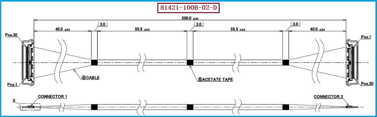 I-PEX 81421-100B-02-D极细同轴线束
