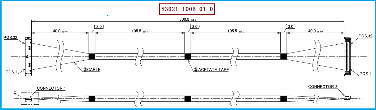 I-PEX 83021-100B-01-D极细同轴线束