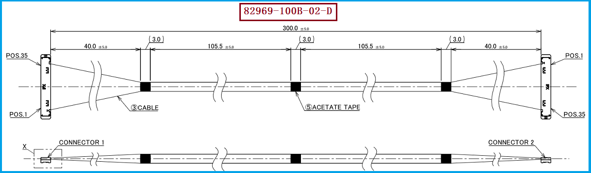 I-PEX 82969-100B-02-D极细同轴线束
