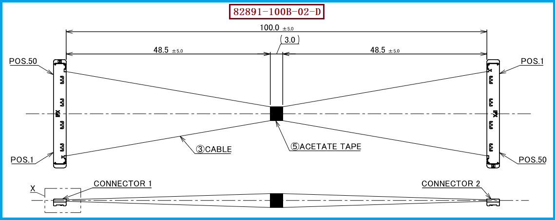 I-PEX 82891-100B-02-D极细同轴线束