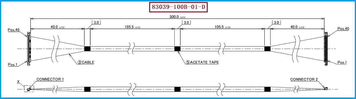 I-PEX 83039-100B-01-D极细同轴线束